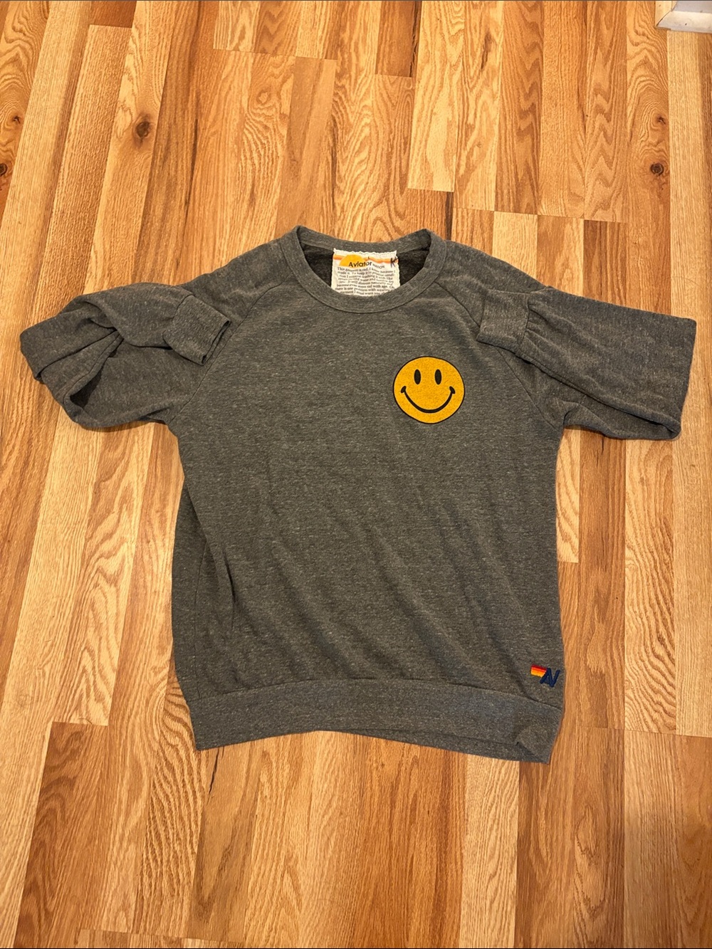 Aviator Nation Gray Smile Patch Crewneck